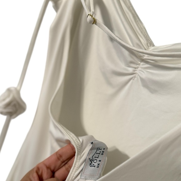 OH POLLY Aldona Jersey Trailing Floral 3D Slinky White Backless Maxi Dress - Picture 10 of 10